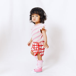 Baby Waffle Tee // pink diagonals // 3-6m // LAST ONE