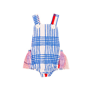 Girls Romper // blue gingham // 0-3m // SAMPLE