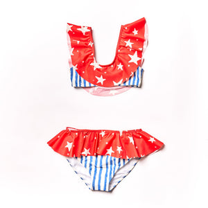 Ruffle Bikini // blue stripes // 8yrs // LAST ONE