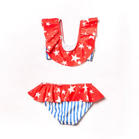 Ruffle Bikini // blue stripes // 8yrs // LAST ONE