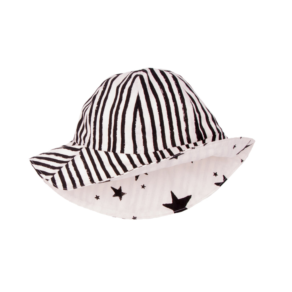Summer Hat // black stars & stripes // 52cm (4-6yrs) // SAMPLE