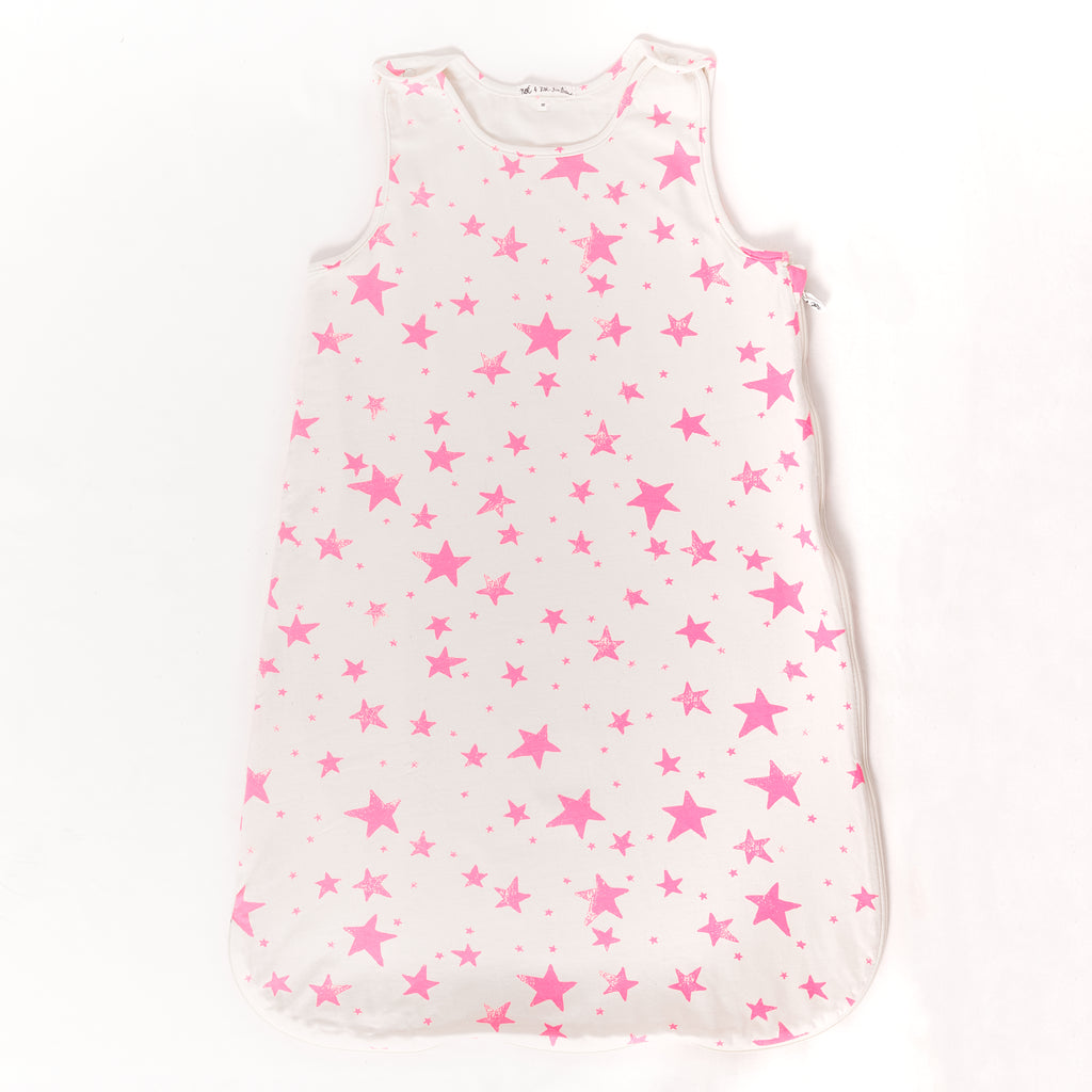 Sleeping Bag M (90cm) // neon pink stars
