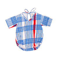 Kimono Romper // blue gingham // 0-3m // SAMPLE