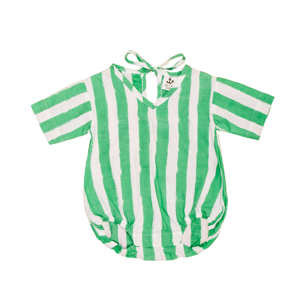 Kimono Romper // green stripes // 0-3m // SAMPLE