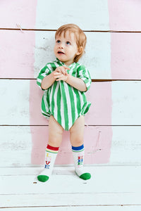 Kimono Romper // green stripes // 0-3m // SAMPLE